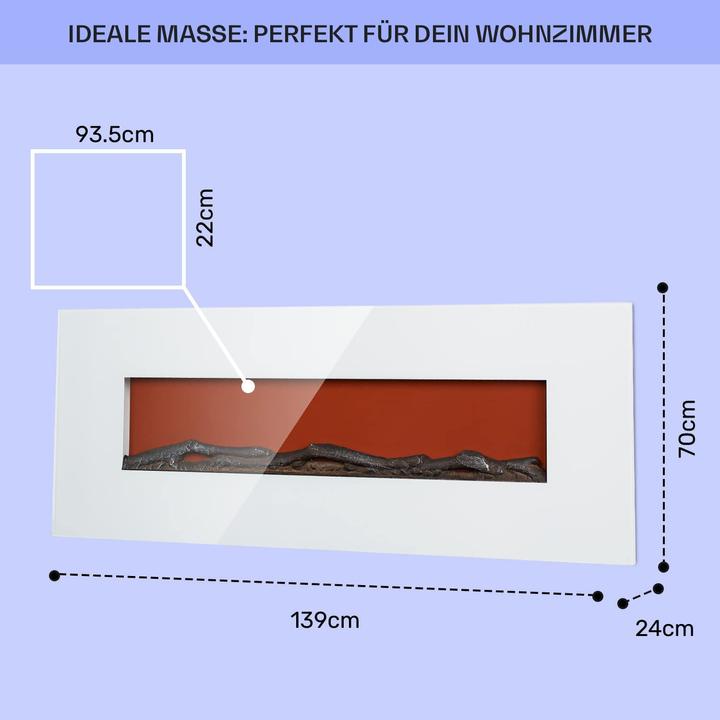 Actual product image Klarstein Electric Fireplace, Long, White