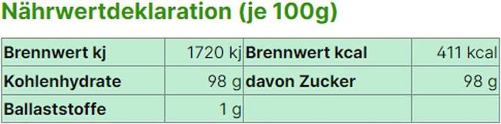 Valeurs nutritives et ingrédients Energybalance Galactose hochreines Pulver (1 pcs, Poudre, 250 g)