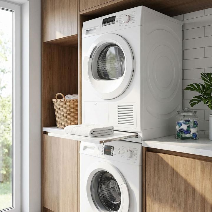 Produktbild Nedis Zwischenbaurahmen für Waschmaschine und Trockner| Universal| Ausziehbares Regal|