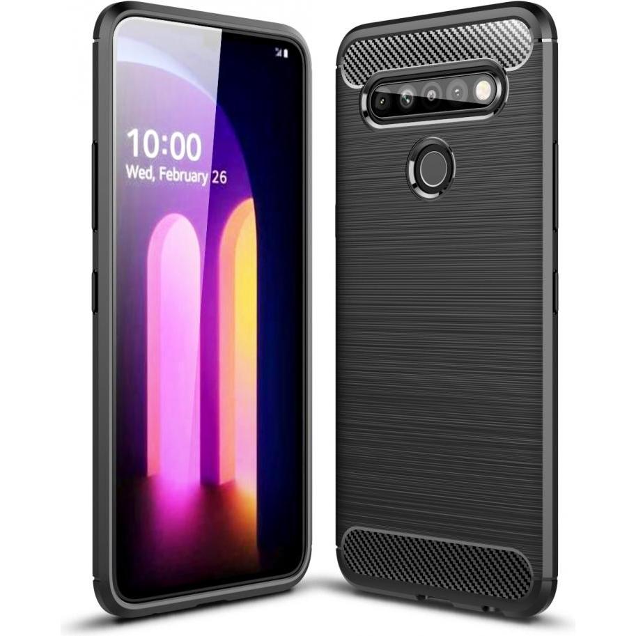 Screenguard LG K61 Hülle Carbon Brushed Soft TPU (LG K61), Smartphone Hülle, Schwarz