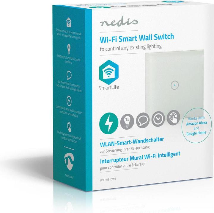 Immagine prodotto Nedis Interruttore luminoso intelligente WLAN (WIFIWS10WT) - Semplice