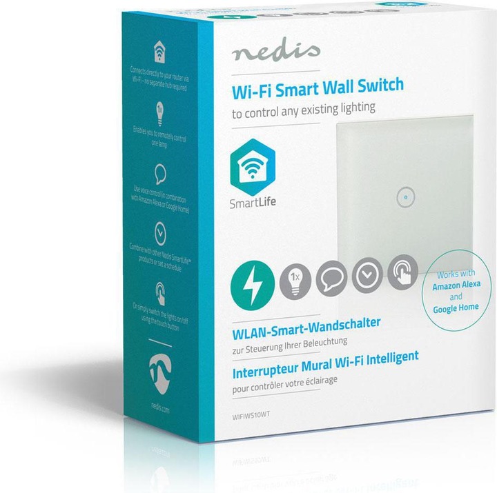Image du produit Nedis Interrupteur d'éclairage intelligent WLAN (WIFIWS10WT) - Simple
