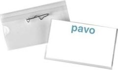 Produktbild pavo Namensschild, mit Wellennadel, 40 x 60 mm, transparent
