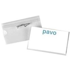 Thumbnail - pavo, Informationsschild, Namensschild, mit Wellennadel, 40 x 60 mm, transparent