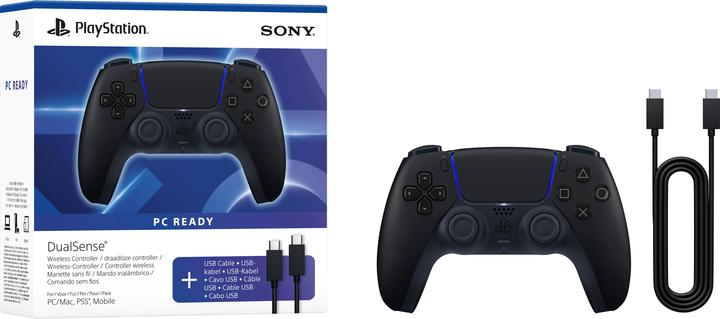 Image du produit Sony PS5 DualSense Wireless-Controller (PC-kompatibel) - Mitternachtsschwarz / Mit USB-Kabel für PC (PC)