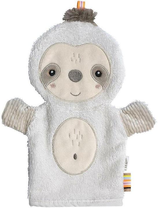 Fehn Baby-Waschhandschuh Faultier, Material: Polyester, Frottee