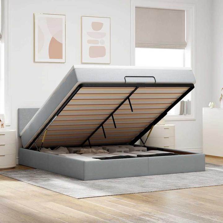 Immagine prodotto VidaXL Ottomana con materasso in tessuto grigio chiaro 90x190 cm (90 x 190 cm)