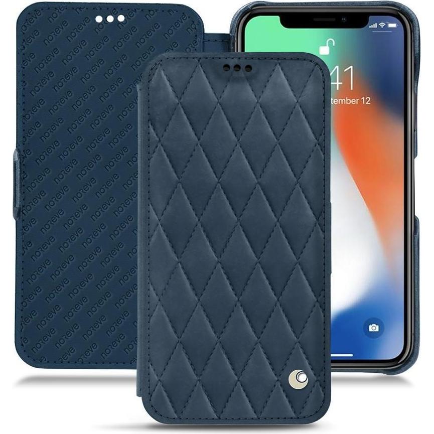 Noreve Lederschutzhülle horizontal (Apple iPhone XR), Smartphone Hülle, Blau