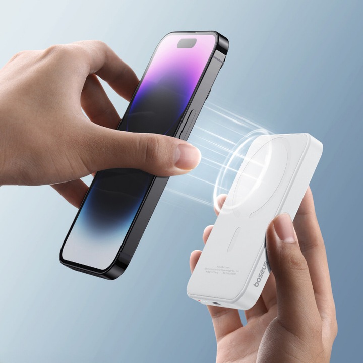 Actual product image Baseus mini power bank 5000mAh 20W + USB-C cable (20V/3A) - white (5000 mAh, 20 W, 19250 Wh)