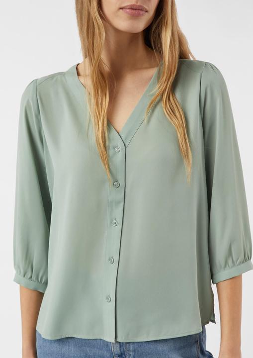 Produktbild Comma Bluse Luftige Chiffon-Bluse mit V-Ausschnitt und 3/4-Ärmeln (36)