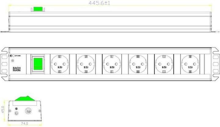 Produktbild Bachmann Verlängerungsschnur (6 x, CEE 7/3, 2 m)
