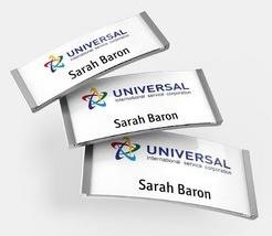 Actual product image Badgepoint POL35MA66-20DR Name badges, 74 x 34 mm, metal-coloured