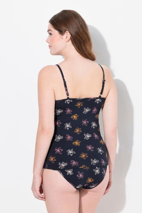 Image du produit Ulla Popken Haut, Motif Floral, Encolure Ronde, Bretelles Spaghetti, Coton Bio (50, 52)