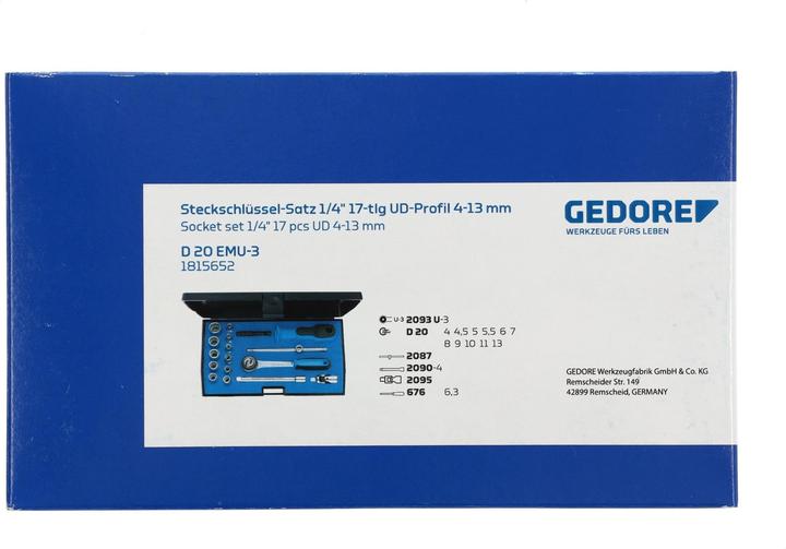 Actual product image Gedore D 20 EMU-3 Socket spanner set 1/4" 17 pieces UD profile 4-13 mm