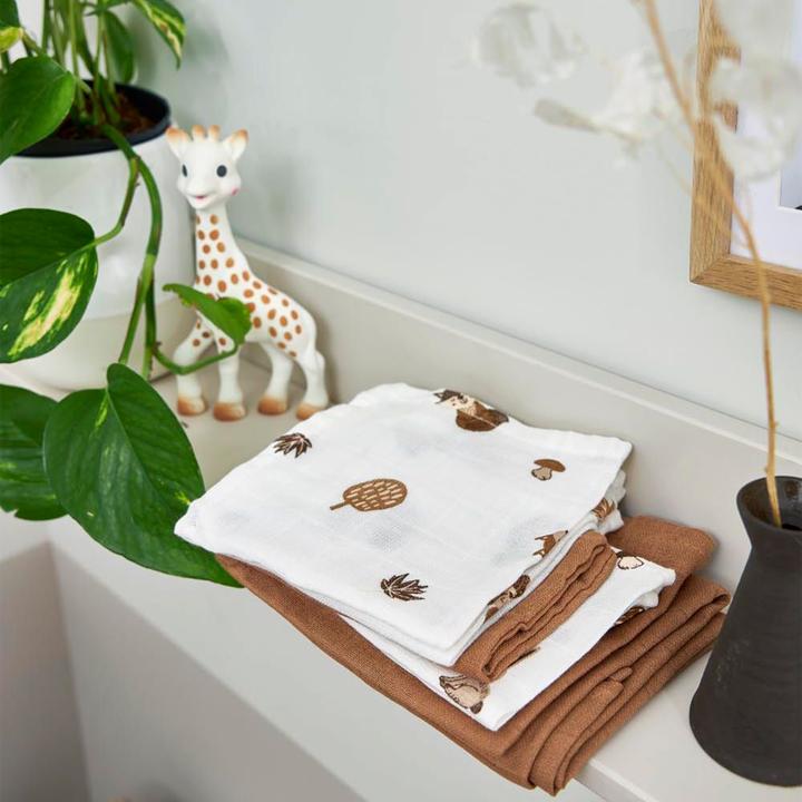 Actual product image Meyco Baby Forest Animals Washcloths - Pack of 3 - muslin - toffee