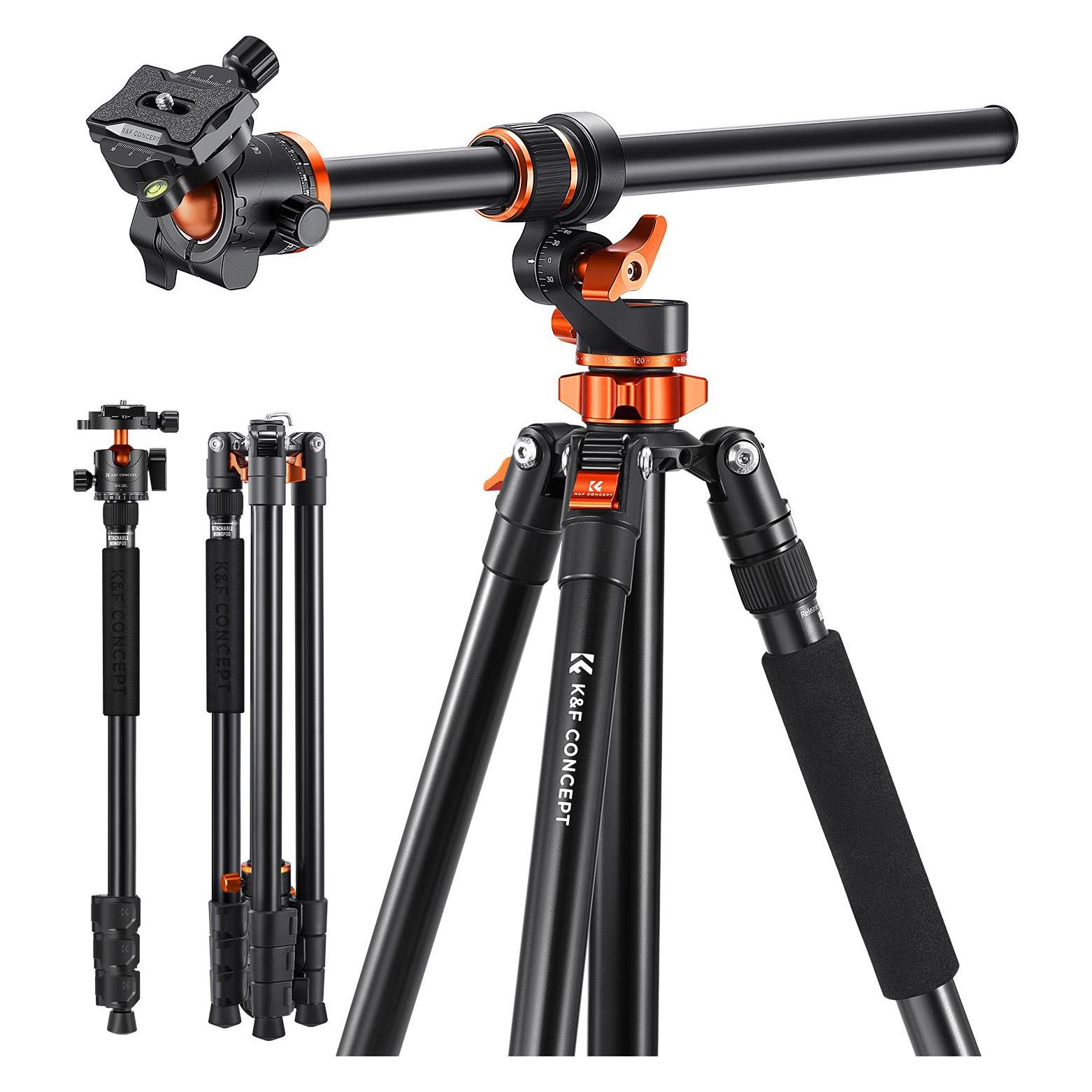 K&F Concept T254A7 + Bh-28L Stativkopf (Metall), Stativ, Schwarz