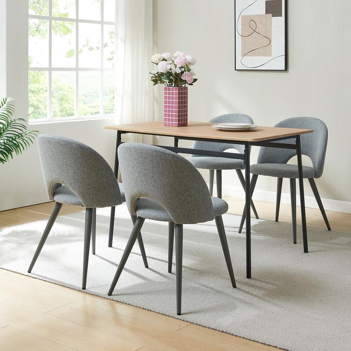 Produktbild En.Casa Esszimmerstuhl Karijoki 4er Set Webstoff Grau