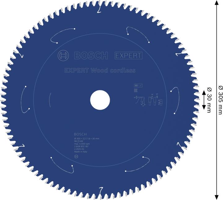 Productafbeelding Bosch Professional Zubehör EXPERT Wood Kreissägeblatt, 305x30 mm, T96