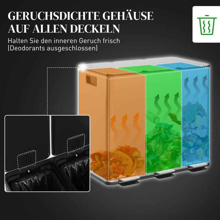 Produktbild Homcom Küchenabfalleimer Edelstahl, Kunststoff Silber (60 l)