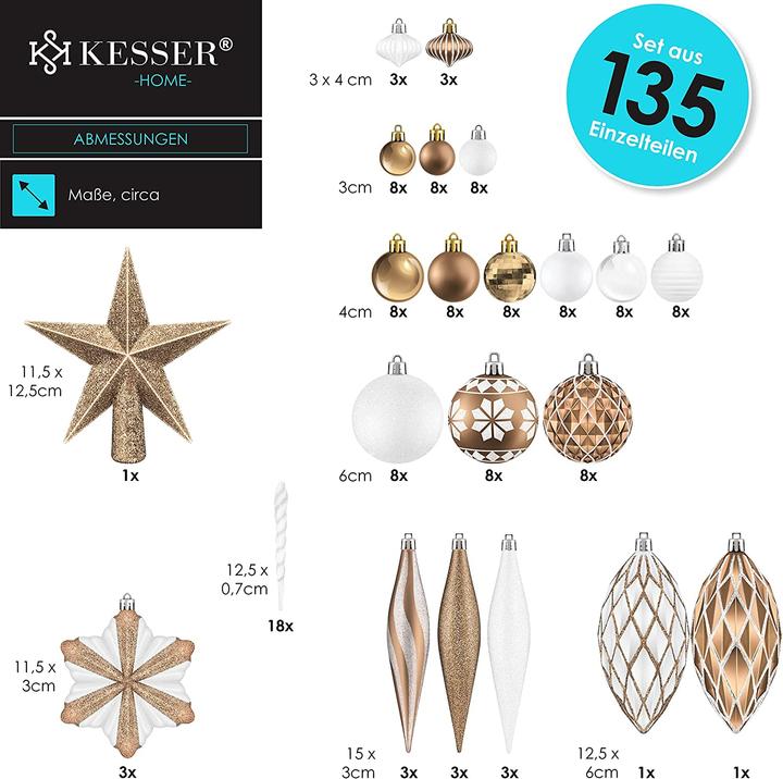 Produktbild Kesser Weihnachtskugeln, Champagne-Weiss