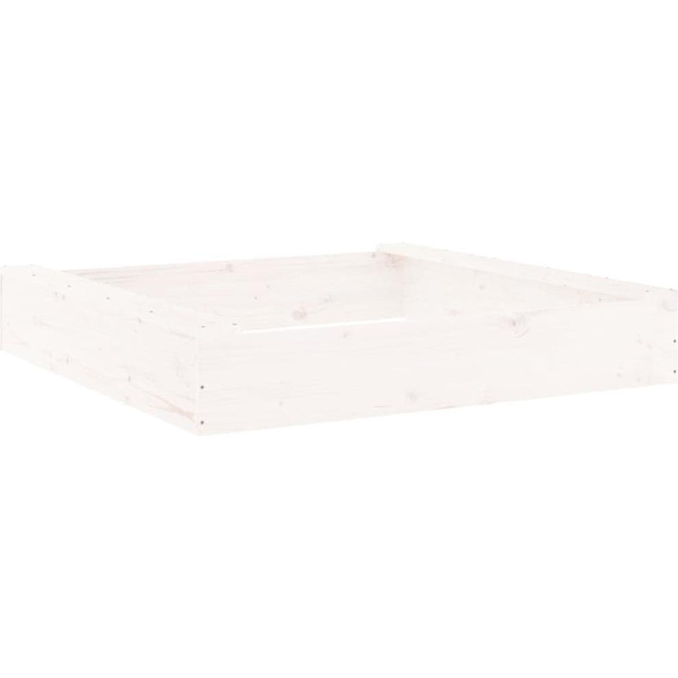 VidaXL Sandkasten mit Sitzen Weiss Quadratisch Massivholz