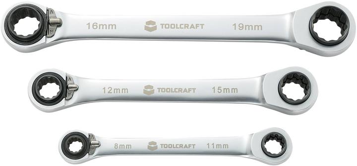 Produktbild Toolcraft Doppel-Ratschenringschlüssel-S (19 mm, 12 mm, 16 mm, 11 mm, 15 mm, 8 mm)