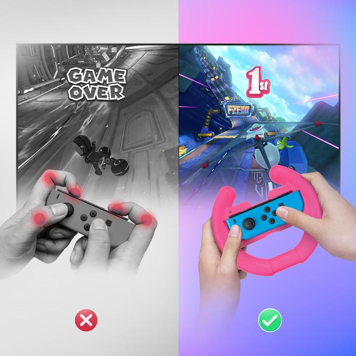 Actual product image Oniverse Pack of 4 Racing wheel controller holders - Blue/Red/Green/Pink (Switch)