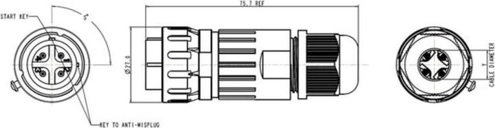 Image du produit Velleman CONNECTEUR POUR CÂBLE 3P - ÉTANCHE IP67 - 13A 230V (1 set)