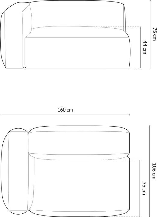 Image du produit Micadoni Chauffeuse Gauche, "Martina", 1 Place, 160x106x75 Fabriqué en Europe (Canapé modulaire, 1 place)