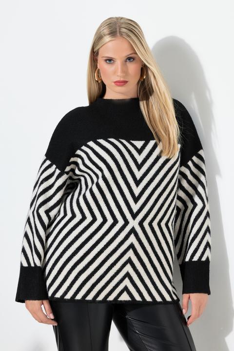 Produktbild Ulla Popken Pullover, grafisches Muster, Stehkragen, Langarm (46, 48)