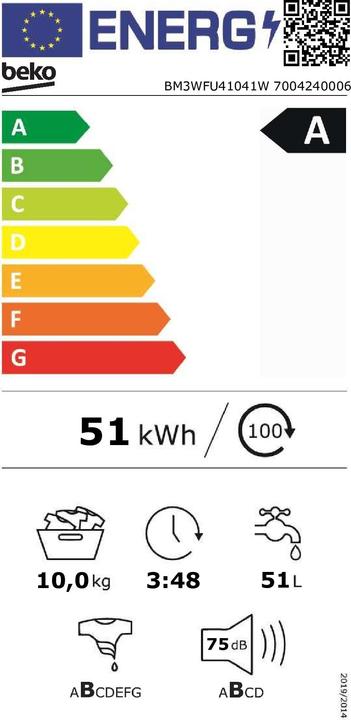 Energie-Label Beko BM3WFU41041W (10 kg, Links)