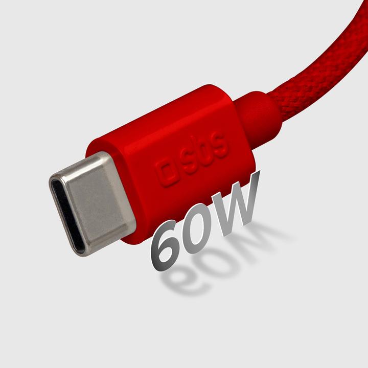 Produktbild SBS Tissue cable Type-C to Type-C 1.5m Rot (1.50 m, USB 2.0, 60 W)