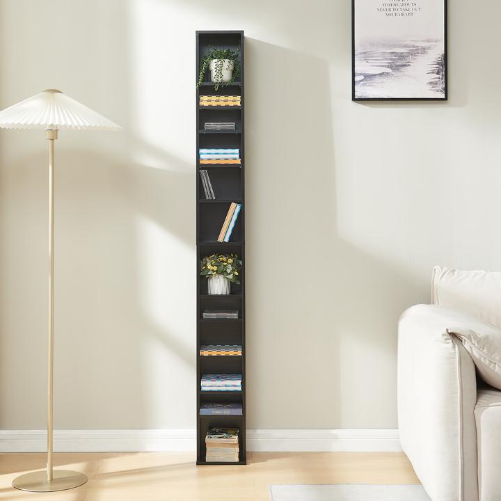 Produktbild En.Casa CD Regal Tynset 175x20x20 cm mit 12 Fächern Schwarz (20 x 20 x 175 cm)