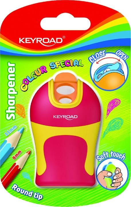 Image du produit Keyroad Colour special soft touch sharpener, plastique, double, pointe arrondie, blister, mélange de