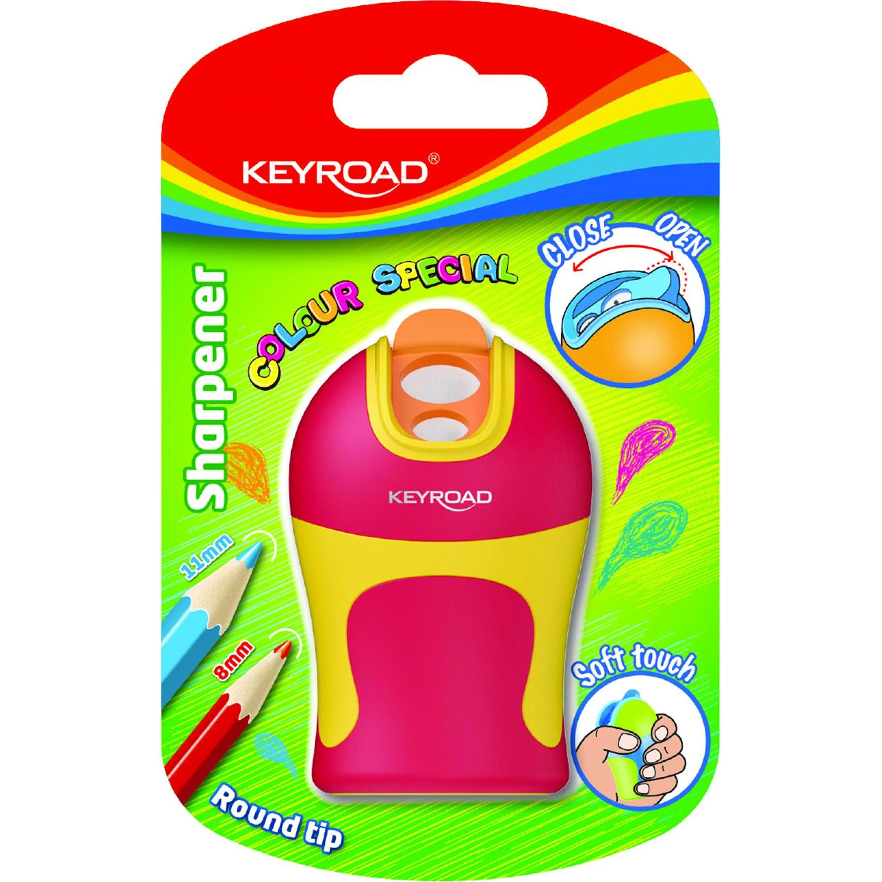 Keyroad, Spitzer, Colour special soft touch spitzer, kunststoff, doppelt, abgerundete spitze, blister, farbmischung
