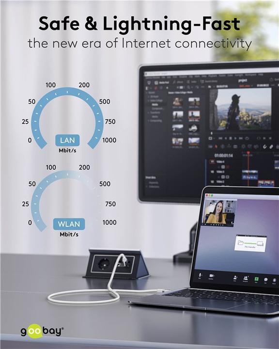 Produktbild Goobay Ethernet-Kabel CAT6 USB-C 3.1 auf RJ45 (USB-C, RJ45 (1x))