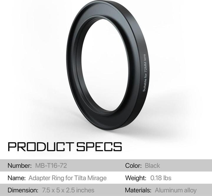 Image du produit Tilta Anneau adaptateur 72mm (Accessoires vidéo divers)
