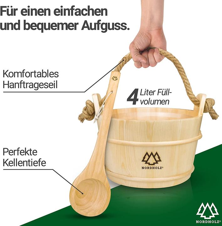 Image du produit Nordholz Seau pour sauna avec louche, épicéa nordique