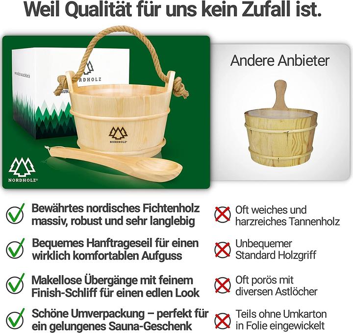 Image du produit Nordholz Seau pour sauna avec louche, épicéa nordique