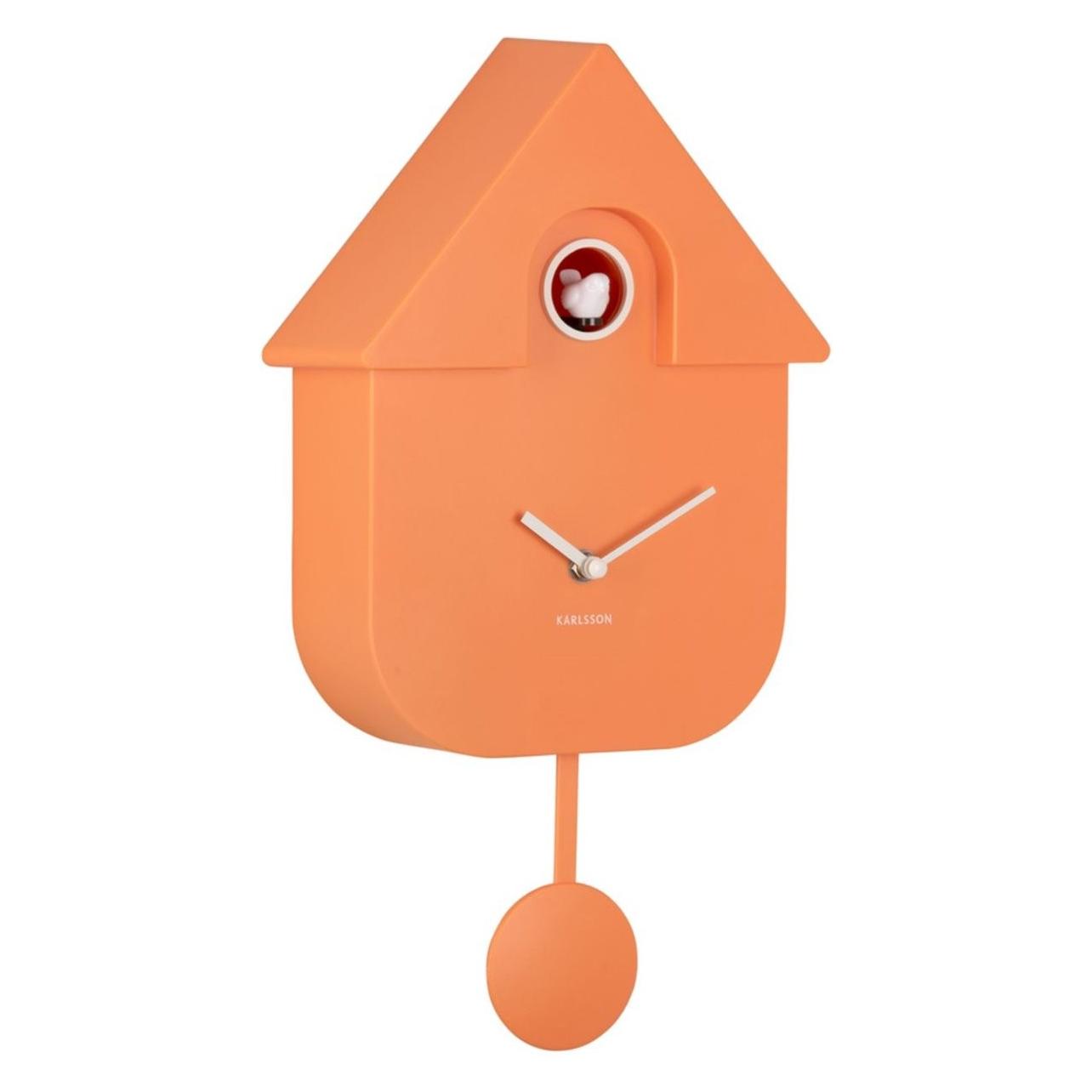 Karlsson, Klok, Klok Modern Cuckoo - Kunststof - Oranje - 22x41x9 Cm (BxHxD) - Koekoeksklok -