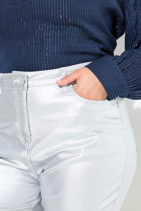 Produktbild Ulla Popken Mom-Jeans, Silber-Coating, Komfortbund, 5-Pocket-Hose (54)