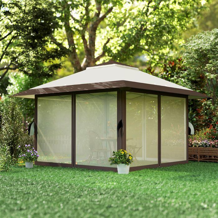 Actual product image Swisshandel24 Faltpavillon 4x4m Wasserdicht Höhenverstellbar, Beige (400 cm, 400 cm)