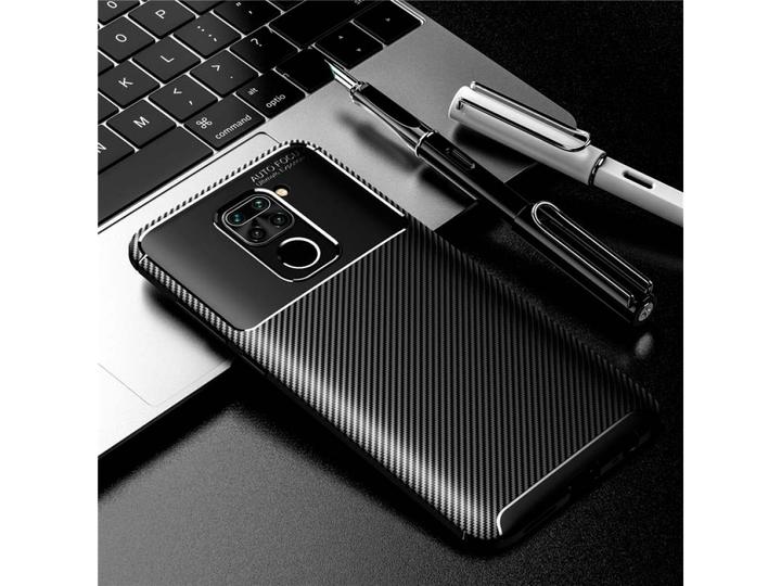 Actual product image Screenguard Xiaomi Redmi Note 9 Cover Carbon Design TPU Case (Xiaomi Redmi Note 9)