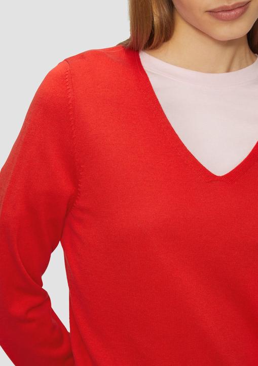 Produktbild S.Oliver Strickpullover Feinstrickpullover mit V-Ausschnitt und Rollkante am Saum (34)