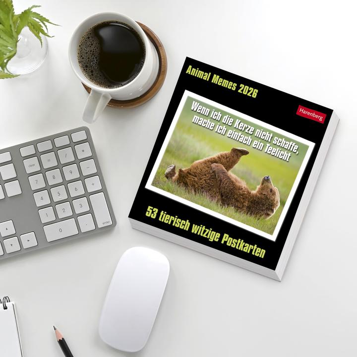 Actual product image Harenberg Animal Memes Postkartenkalender 2026 - 53 tierisch witzige Postkarten (Hardcover, English, German)
