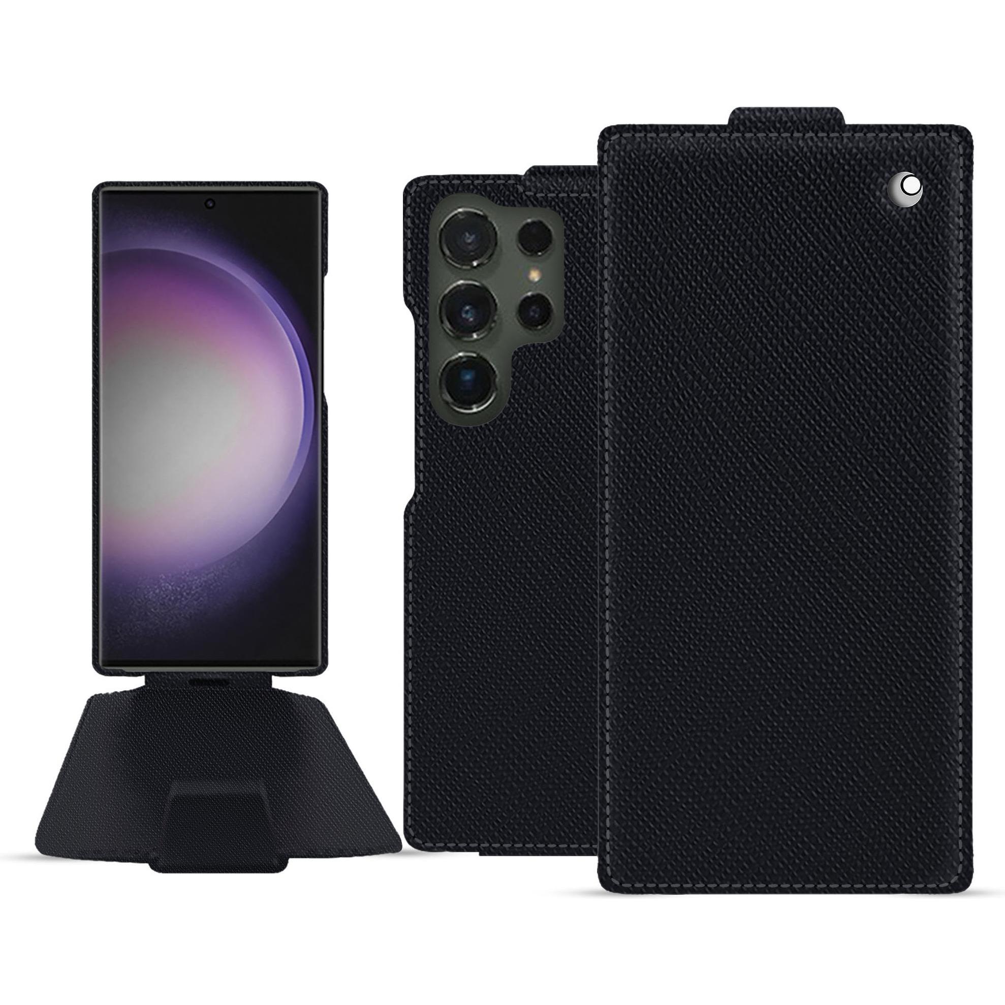 Noreve Lederschutzhülle vertikal (Samsung Galaxy S24 Ultra), Smartphone Hülle, Schwarz