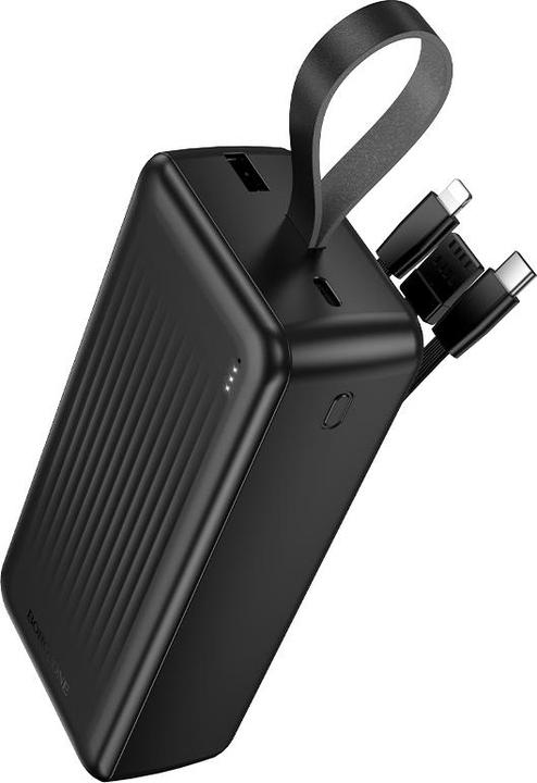 Immagine prodotto Borofone Powerbank 30000mAh BJ79B Clever - USB - mit Typ-C- und Lightning-Kabeln schwarz (30000 mAh, 111 Wh)