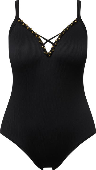 Actual product image Ulla Popken Beaded Neckline One Piece Swimsuit (58)