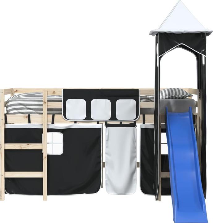 Actual product image vidaXL Curtains for loft bed with tower white and black