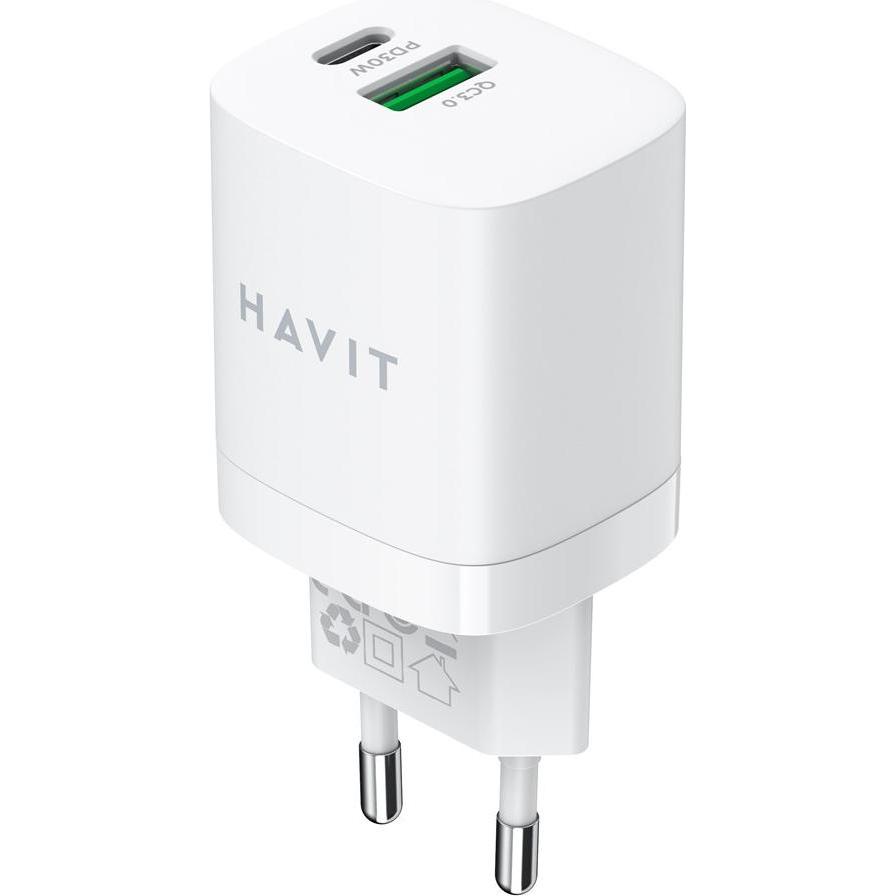 Havit USB-A+USB-C Ladegerät UC30 EU (30 W), USB Ladegerät, Weiss
